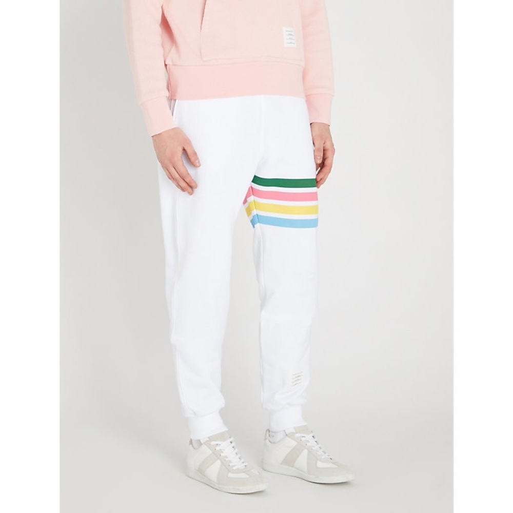 Rainbow-striped Tapered Cotton Jogging Bottoms